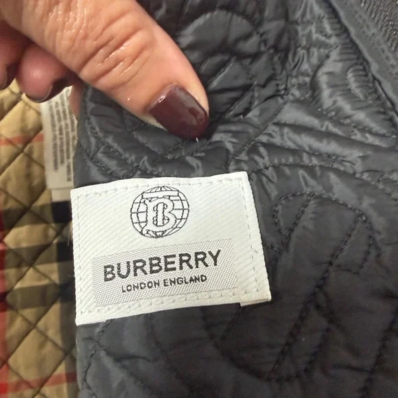 Burberry Black Quilted Jacket with Plaid Accent 
Barely Worn - Picture 4 of 4